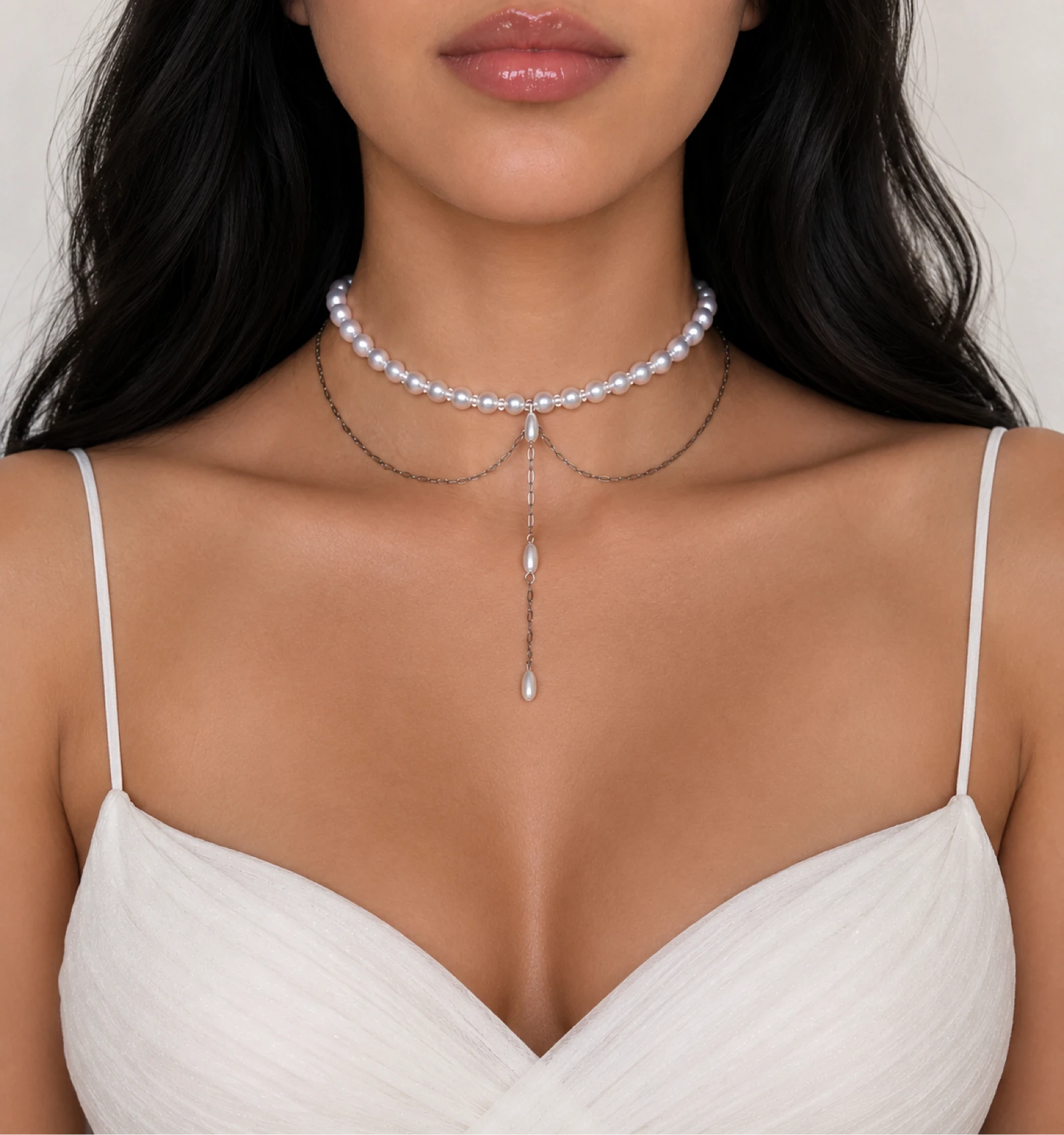 Collier Choker Perlé – Acier Inoxydable